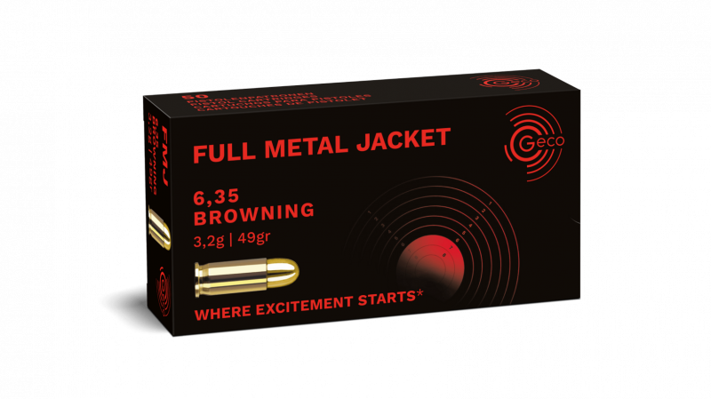 GECO 6,35 BROWNING FULL METAL JACKET 3,2G - RUPTURE DE STOCK